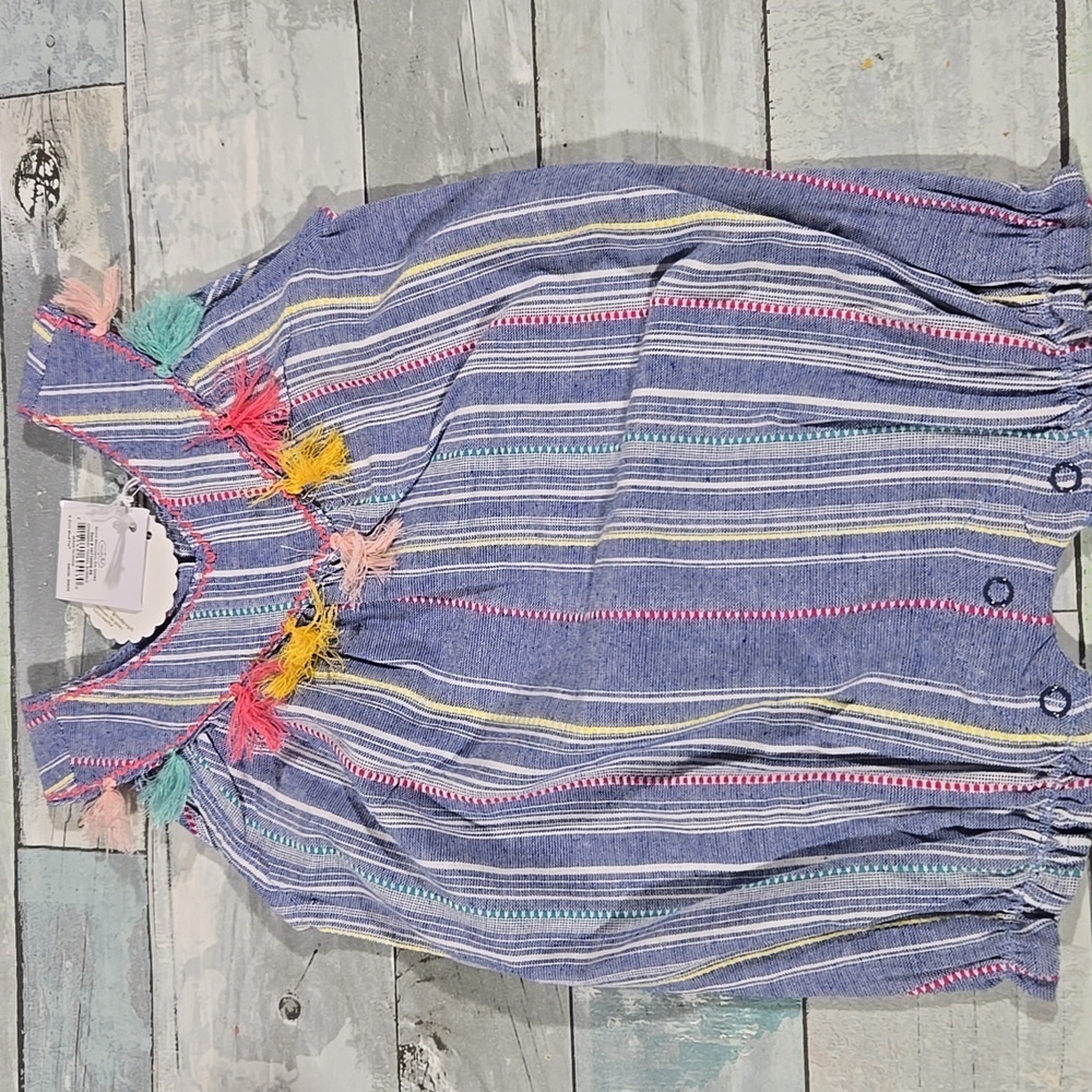 Mud pie Fringe Boho Romper Sz 3-6 Mo NWT